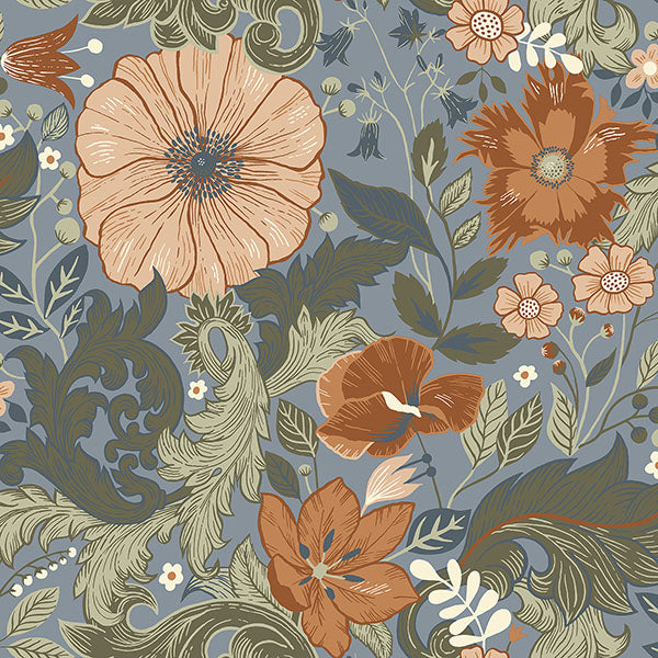 Shop Victoria Blue Floral Nouveau Wallpaper