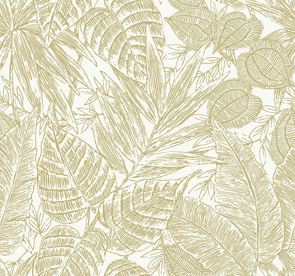 Shop Brentwood Yellow Palm Leaves Wallpaper by Scott Living