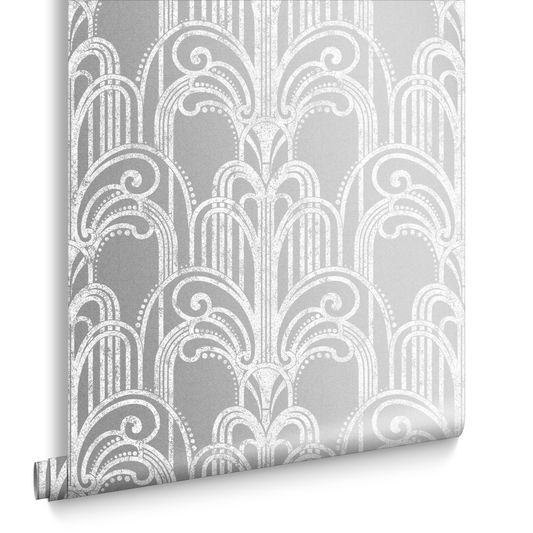 Art Deco Silver Wallpaper