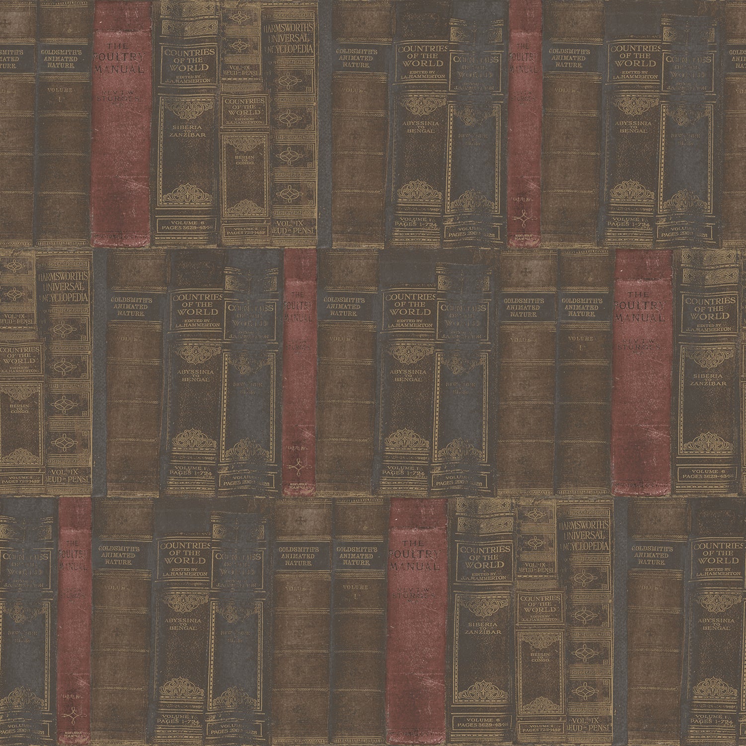 Shop Library Books Brown Wallpaper From The Nostalgie Collection 