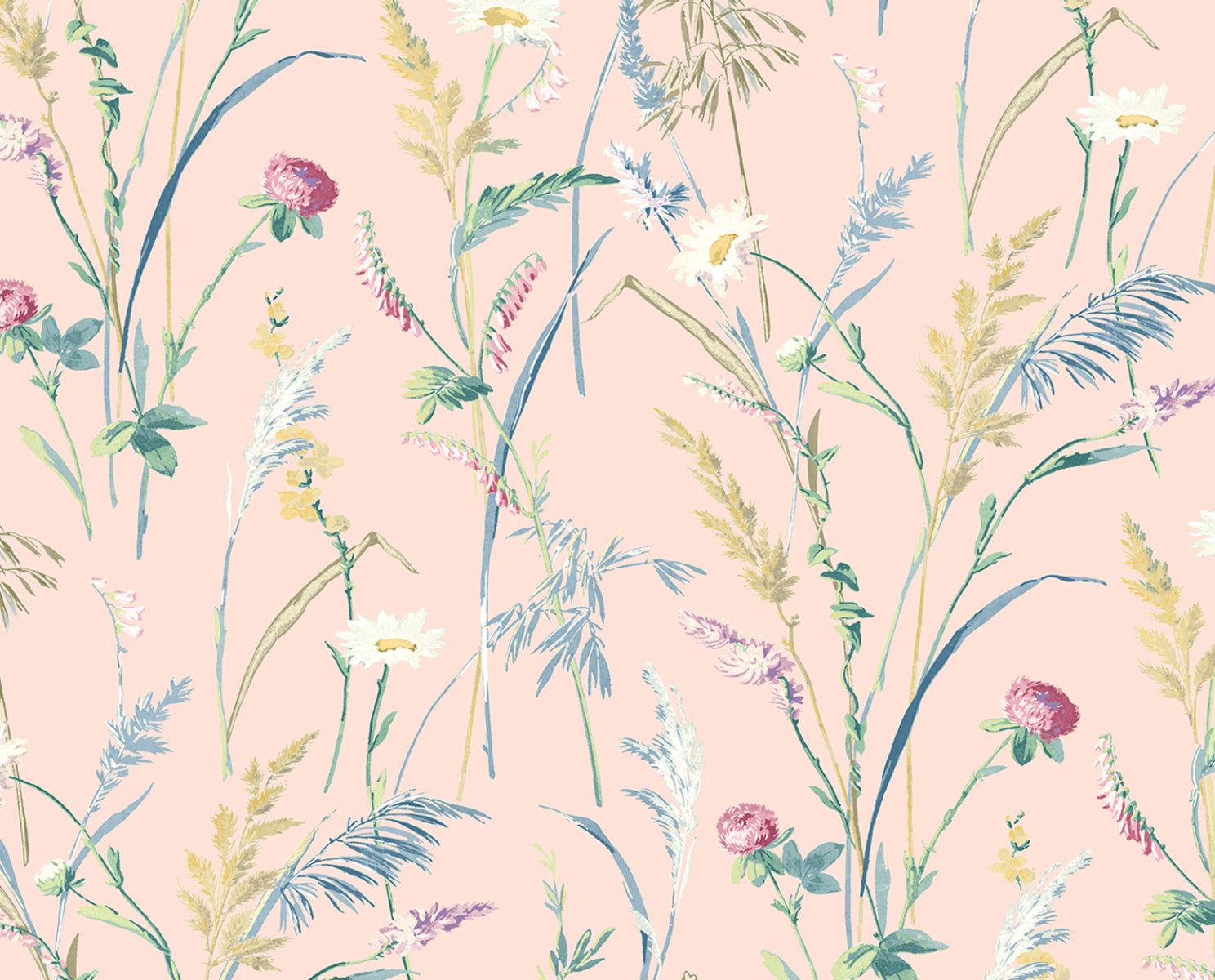 Meadow Flowers Peel & Stick Wallpaper in Lightly Pink