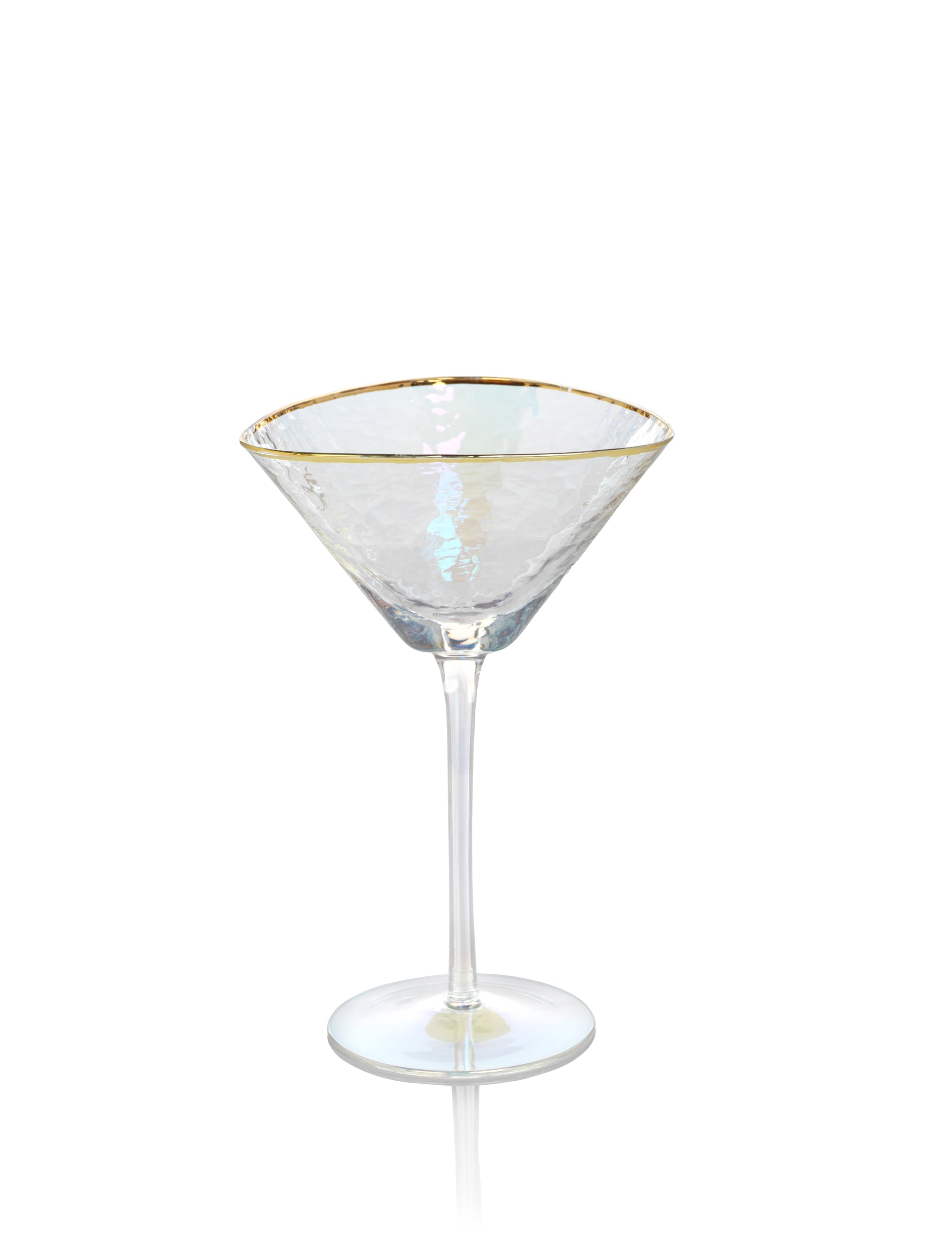 Aqua Blue Pescara White Dot Martini Glasses, Set of 4 by Zodax