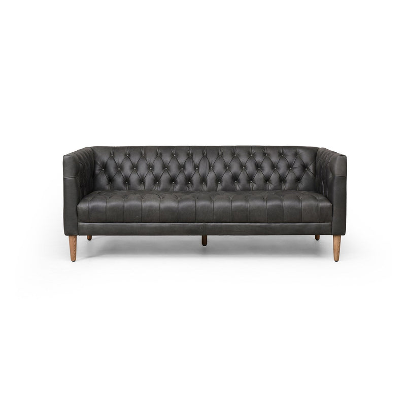 media image for Williams Leather Sofa in Natural Washed Ebony - Open Box 1 272