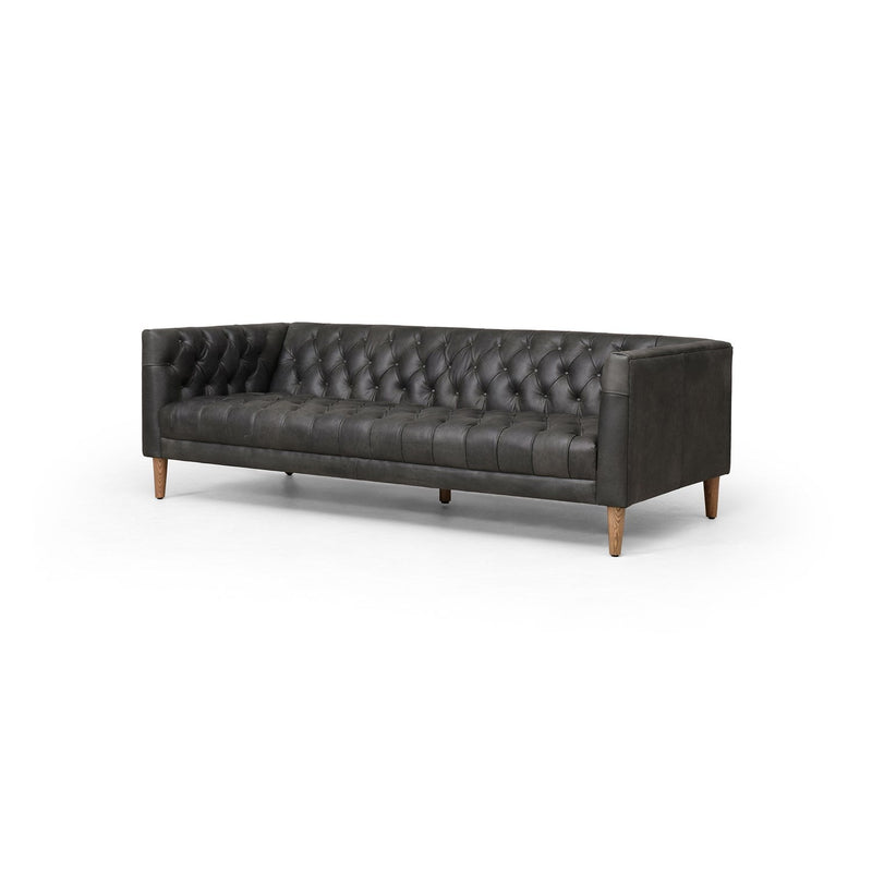 media image for Williams Leather Sofa in Natural Washed Ebony - Open Box 6 297