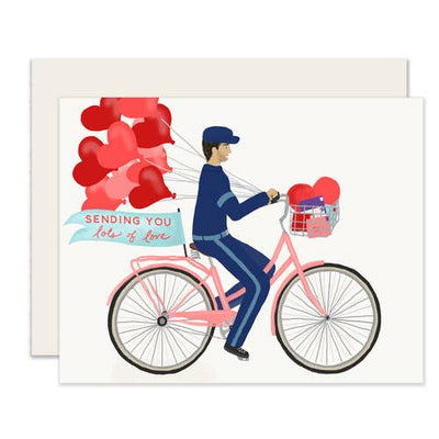 product image of Sending you lots of love valentines day card bicycle love messenger 581