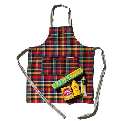 product image for Recycle Cotton Check Apron - Red X Green 65