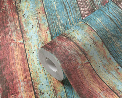 product image for Wood Deco Weathered Wallpaper in Blue Multi 67