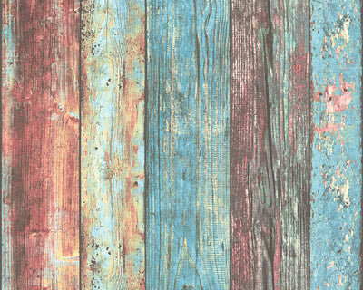 product image of Wood Deco Weathered Wallpaper in Blue Multi 542