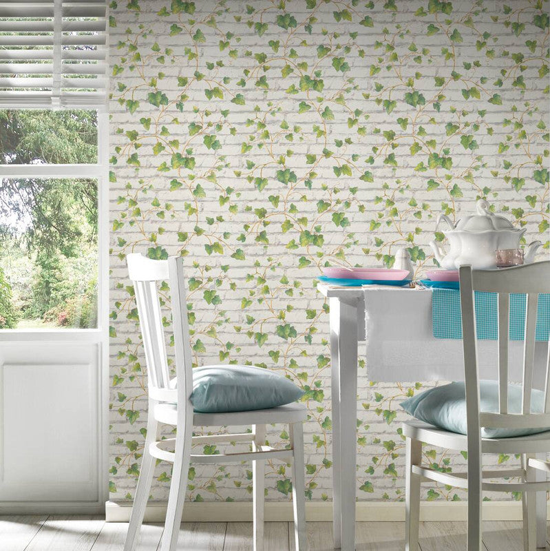 media image for Brick & Vine Wallpaper in Green/White 273