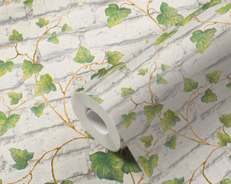 media image for Brick & Vine Wallpaper in Green/White 230