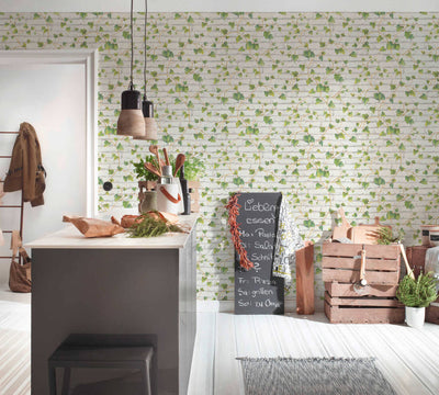 product image for Brick & Vine Wallpaper in Green/White 39