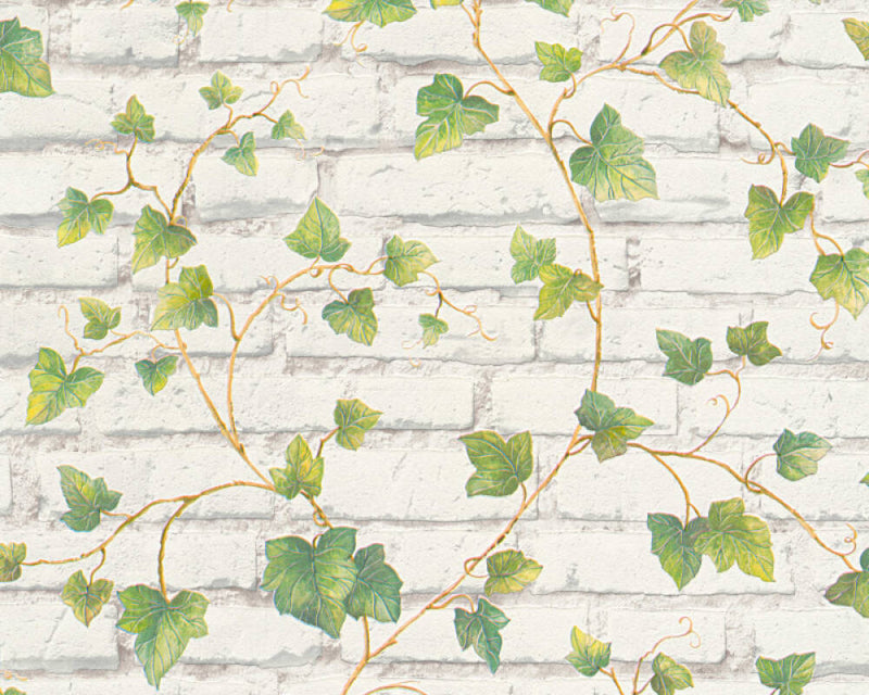 media image for Brick & Vine Wallpaper in Green/White 28