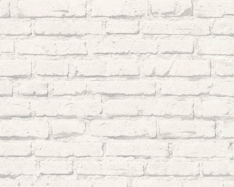 media image for Brick Stone Wallpaper in White/Grey 241