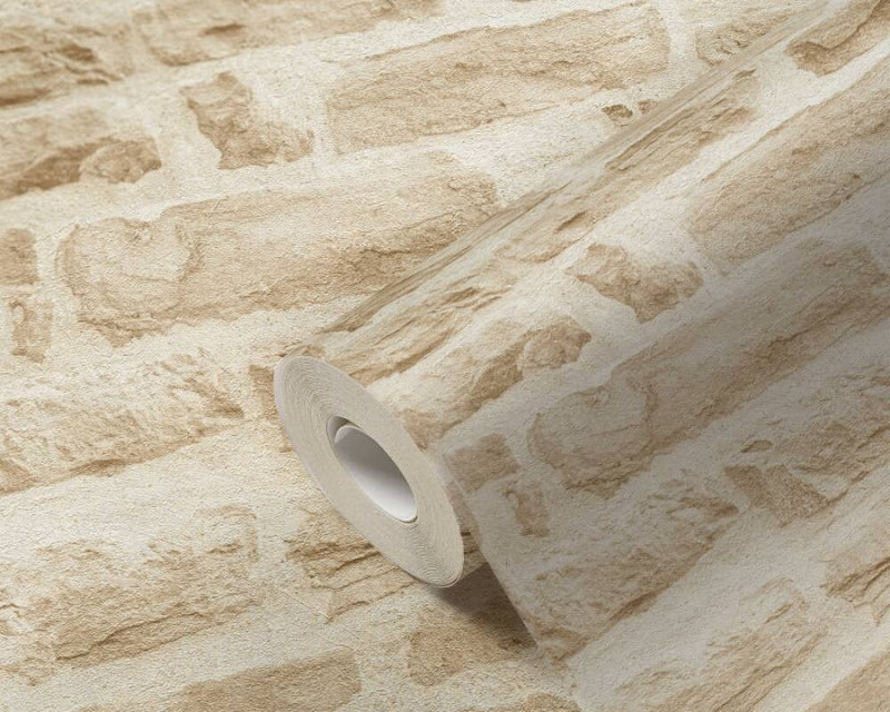 media image for Brick Stone Wallpaper in Beige/Cream 245