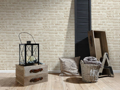 product image for Brick Stone Wallpaper in Soft Beige/Cream 32