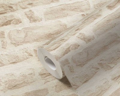 product image for Brick Stone Wallpaper in Soft Beige/Cream 90