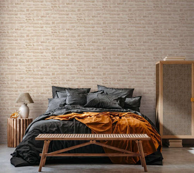 product image for Brick Stone Wallpaper in Soft Beige/Cream 32