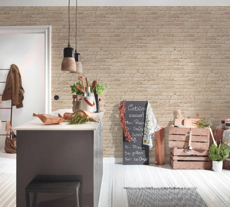 media image for Brick Stone Wallpaper in Beige 20