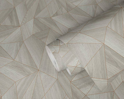 product image for Wood Modern Geo Wallpaper in Grey/Copper 23