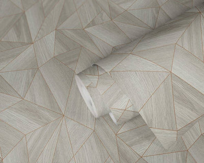 product image for Wood Modern Geo Wallpaper in Grey/Copper 14