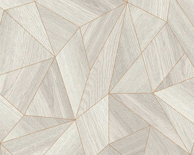 product image for Wood Modern Geo Wallpaper in Grey/Copper 77