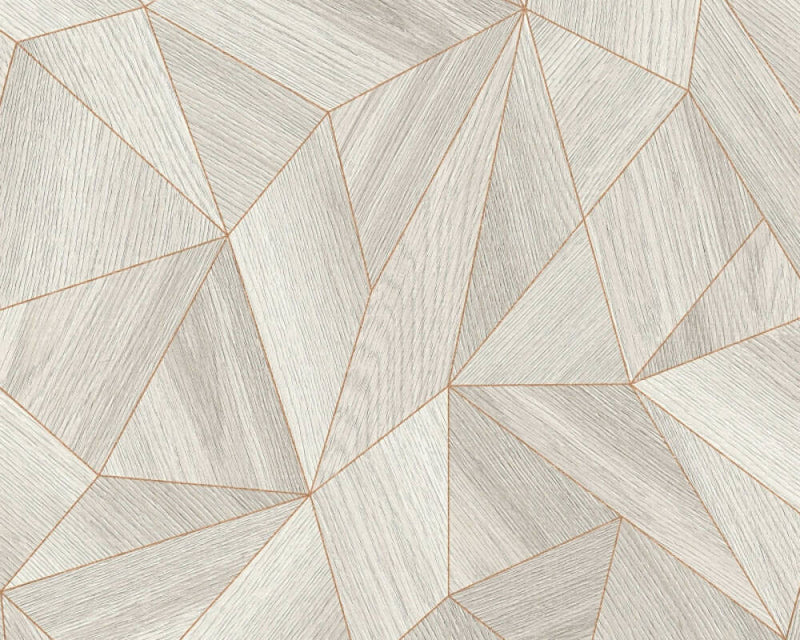 media image for Wood Modern Geo Wallpaper in Grey/Copper 232