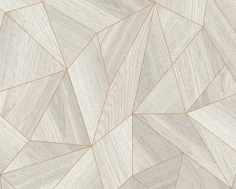 media image for Wood Modern Geo Wallpaper in Grey/Copper 237