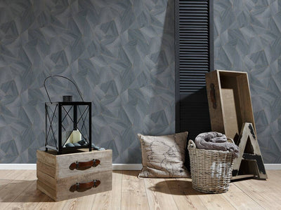 product image for Wood Modern Geo Wallpaper in Dark Grey/Gold 80