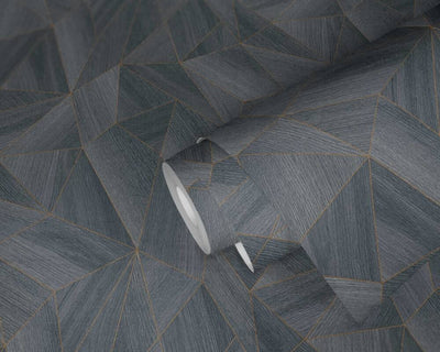 product image for Wood Modern Geo Wallpaper in Dark Grey/Gold 33