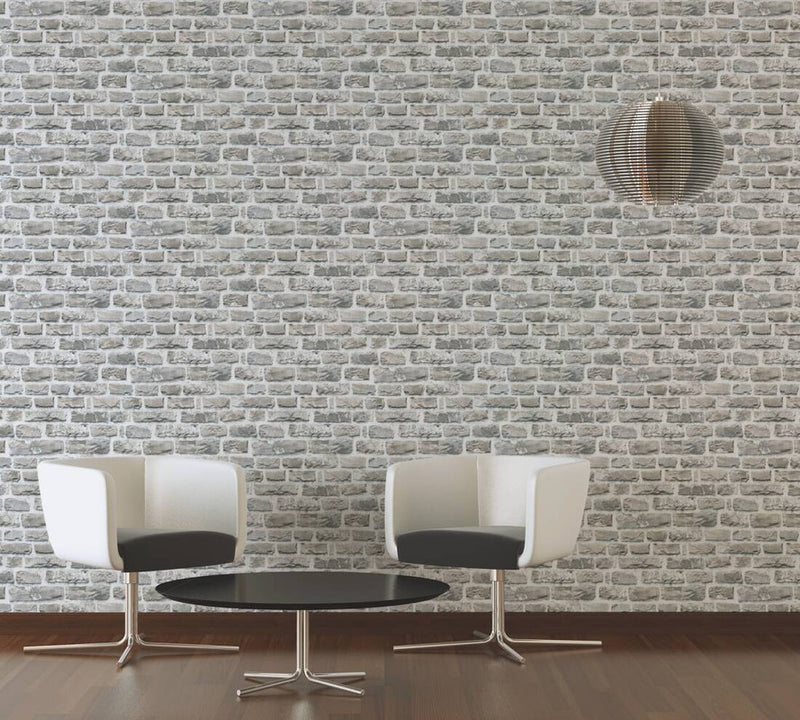 media image for Brick Cottage Deco Wallpaper in Grey/Neutral 274