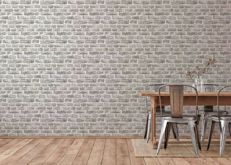 media image for Brick Cottage Deco Wallpaper in Grey/Neutral 255