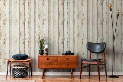 product image for Wood Panel Stripes Wallpaper in Brown/Cream 74