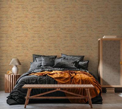 product image for Distressed Stone Wallpaper in Orange/Blue 87