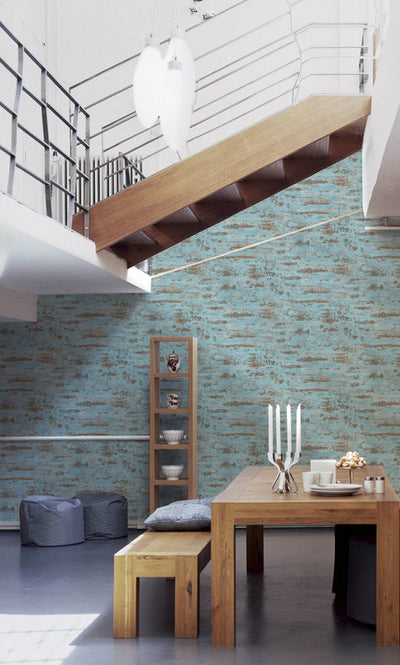 product image for Distressed Stone Wallpaper in Blue/Brown 80