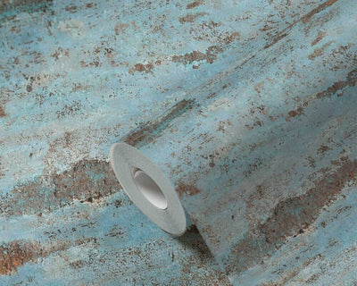 product image for Distressed Stone Wallpaper in Blue/Brown 50