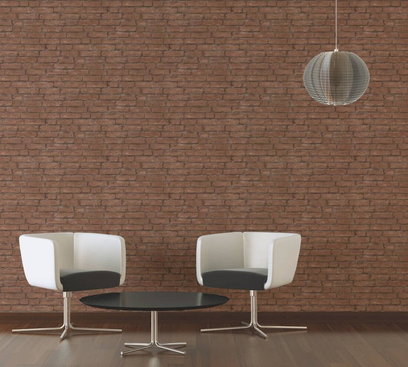 media image for Brick Structures Wallpaper in Brown/Orange 268