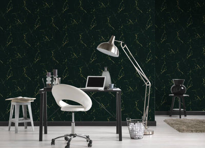 product image for Marble Structures Wallpaper in Dark Green/Metallic 4