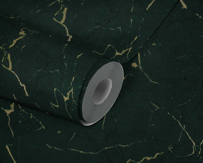 product image for Marble Structures Wallpaper in Dark Green/Metallic 55