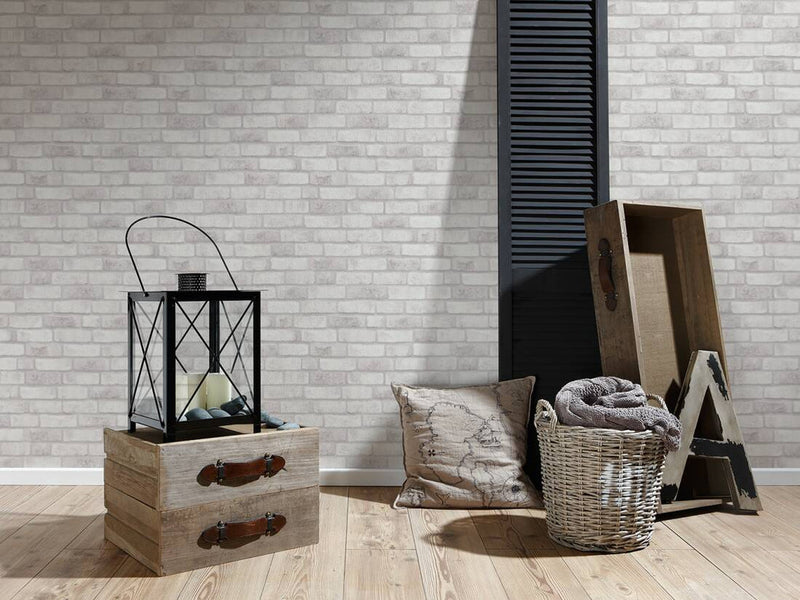 media image for Brick Stone Wallpaper in Cream/White 231