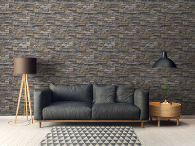 product image for Stone Deco Wallpaper in Grey/Yellow 41