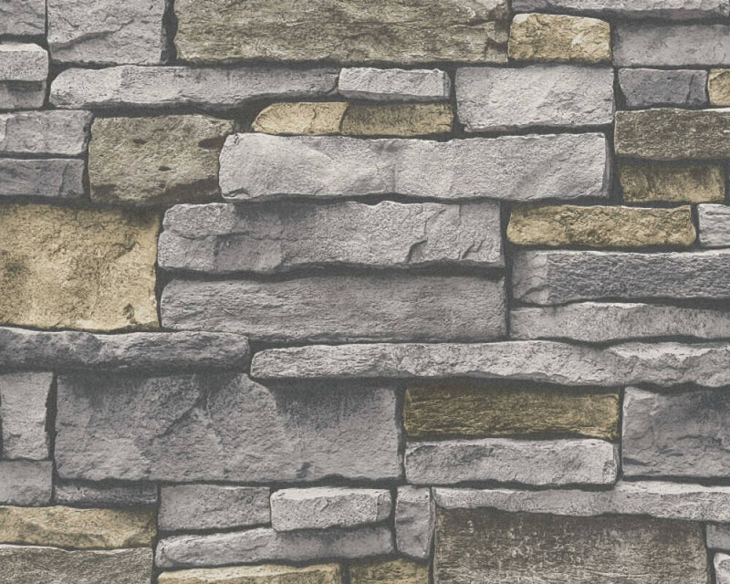 media image for Sample Stone Deco Wallpaper in Grey/Yellow 273