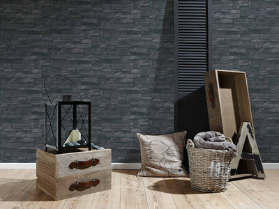 product image for Stone Deco Wallpaper in Black 5