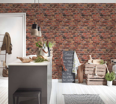 product image for Brick Deco Wallpaper in Red/Brown/Orange 43