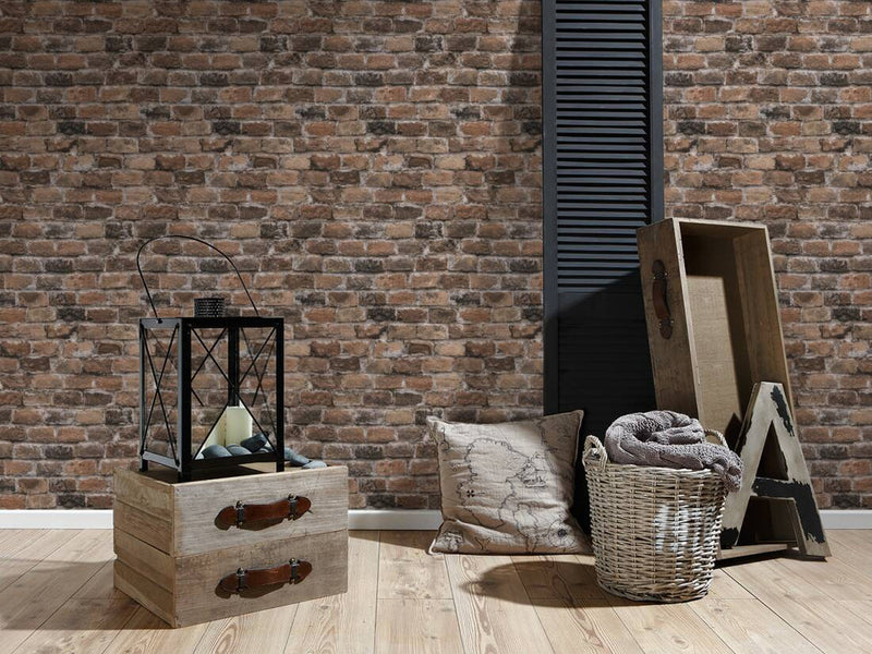 media image for Brick Deco Wallpaper in Brown/Grey 25