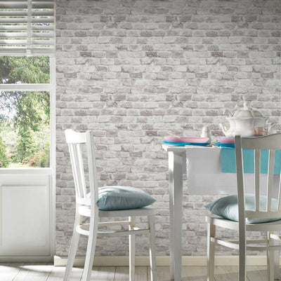 product image for Brick Deco Wallpaper in Grey/White 11