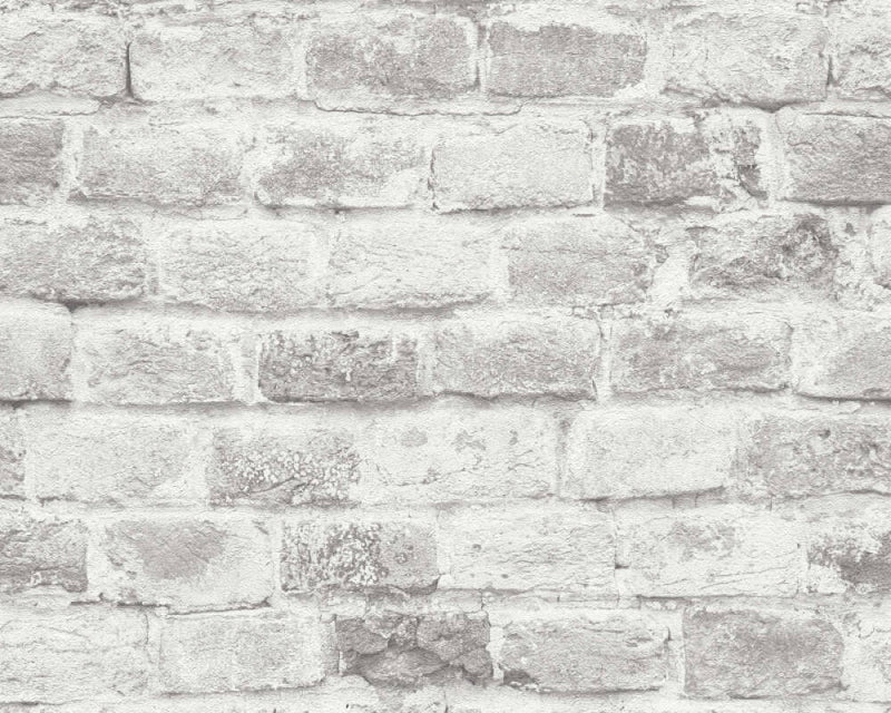 media image for Sample Brick Deco Wallpaper in Grey/White 249