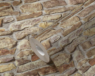 product image for Stone Brick Deco Wallpaper in Beige/Brown 80