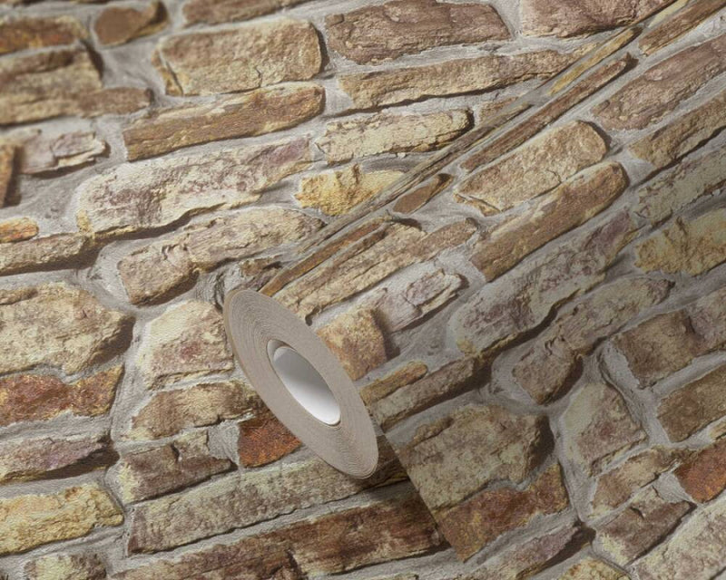 media image for Stone Brick Deco Wallpaper in Beige/Brown 249