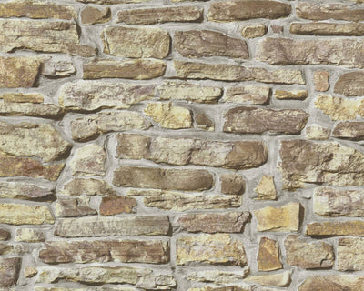 product image for Stone Brick Deco Wallpaper in Beige/Brown 33