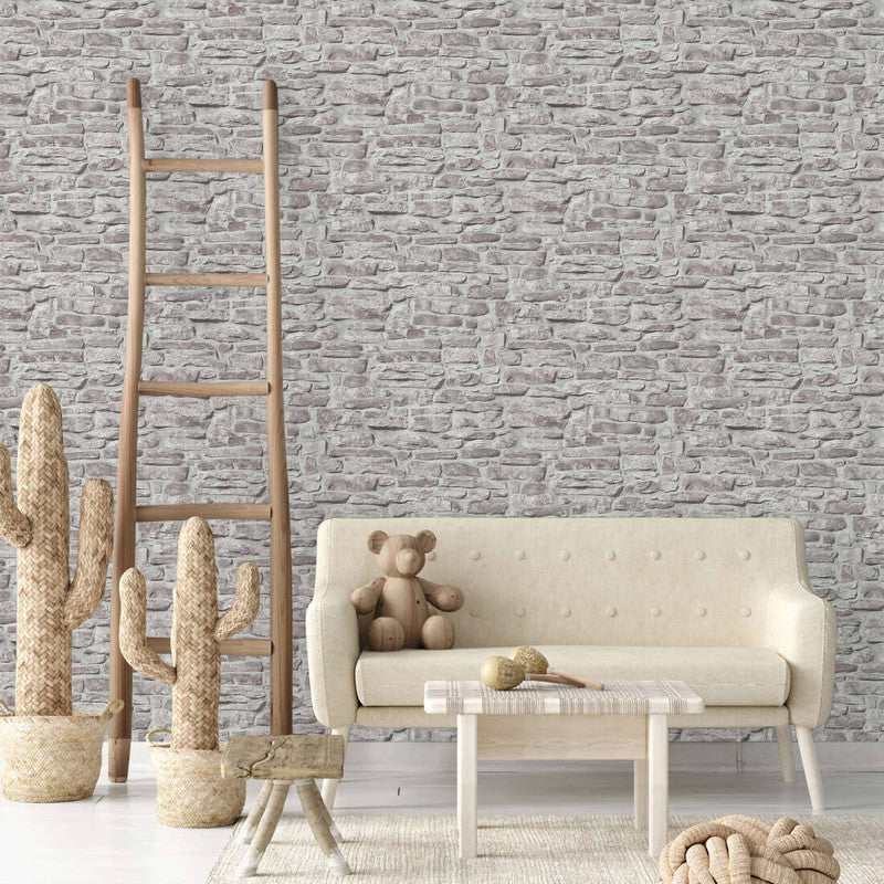 media image for Stone Brick Deco Wallpaper in Grey 210